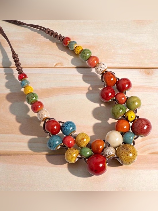 Anthropologie Jewelry - Multicolor Ceramic Bead Statement Necklace